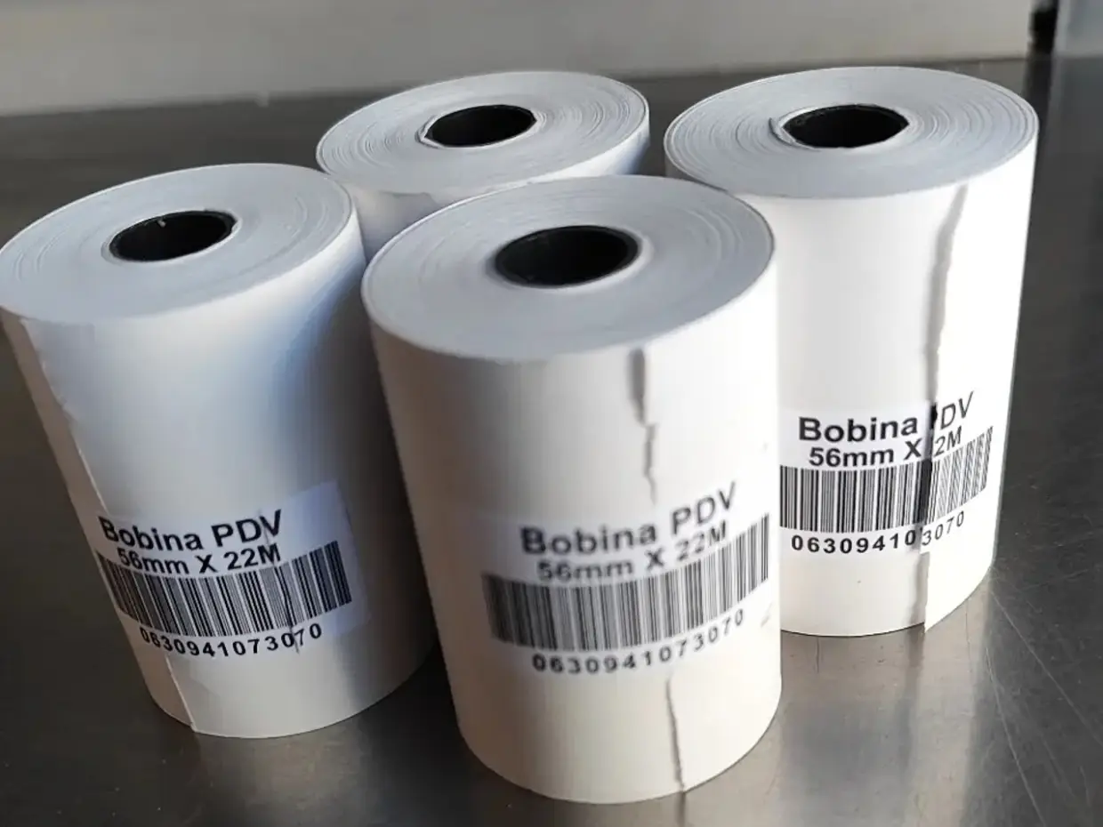 Bobina Térmica 57x22 48G Branca POS Máquininha de Cartão