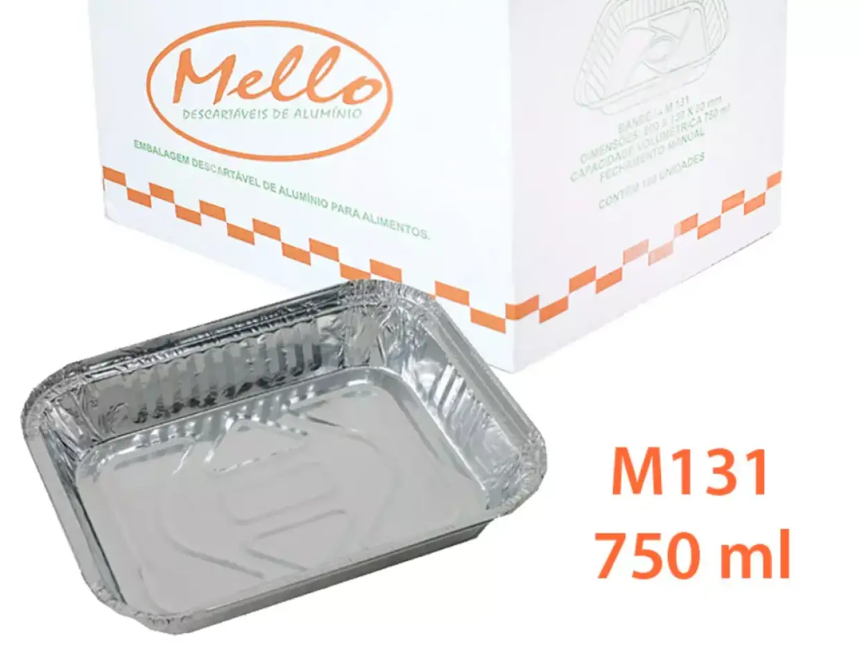 Bandeja de Aluminio Mello M131 750ML Cx 100 Unidades