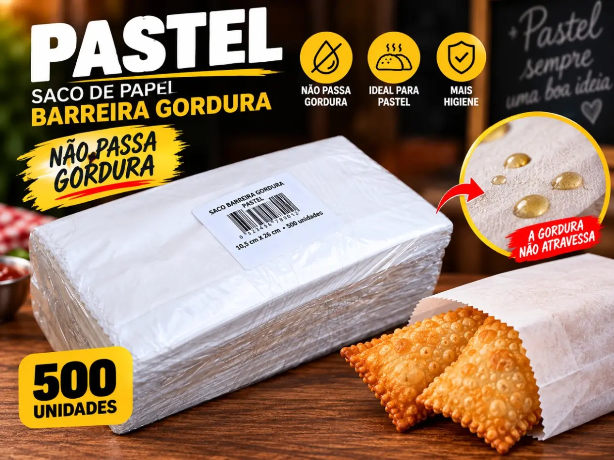 SACO PAPEL BARREIRA GORDURA PASTEL 1KG LISO
